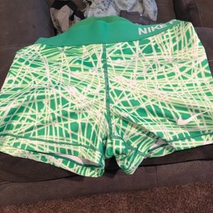 Green Laser Print Nike Pro Shorts